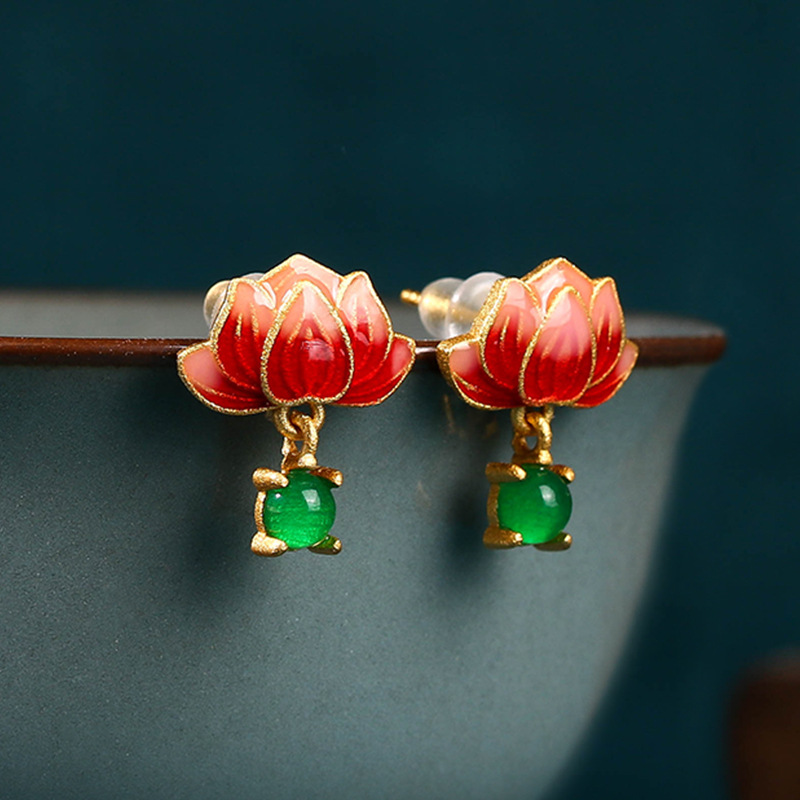 Luxury Gifts Jewelry & Watches Namfleg Mostar - Orecchini di loto di giada verde