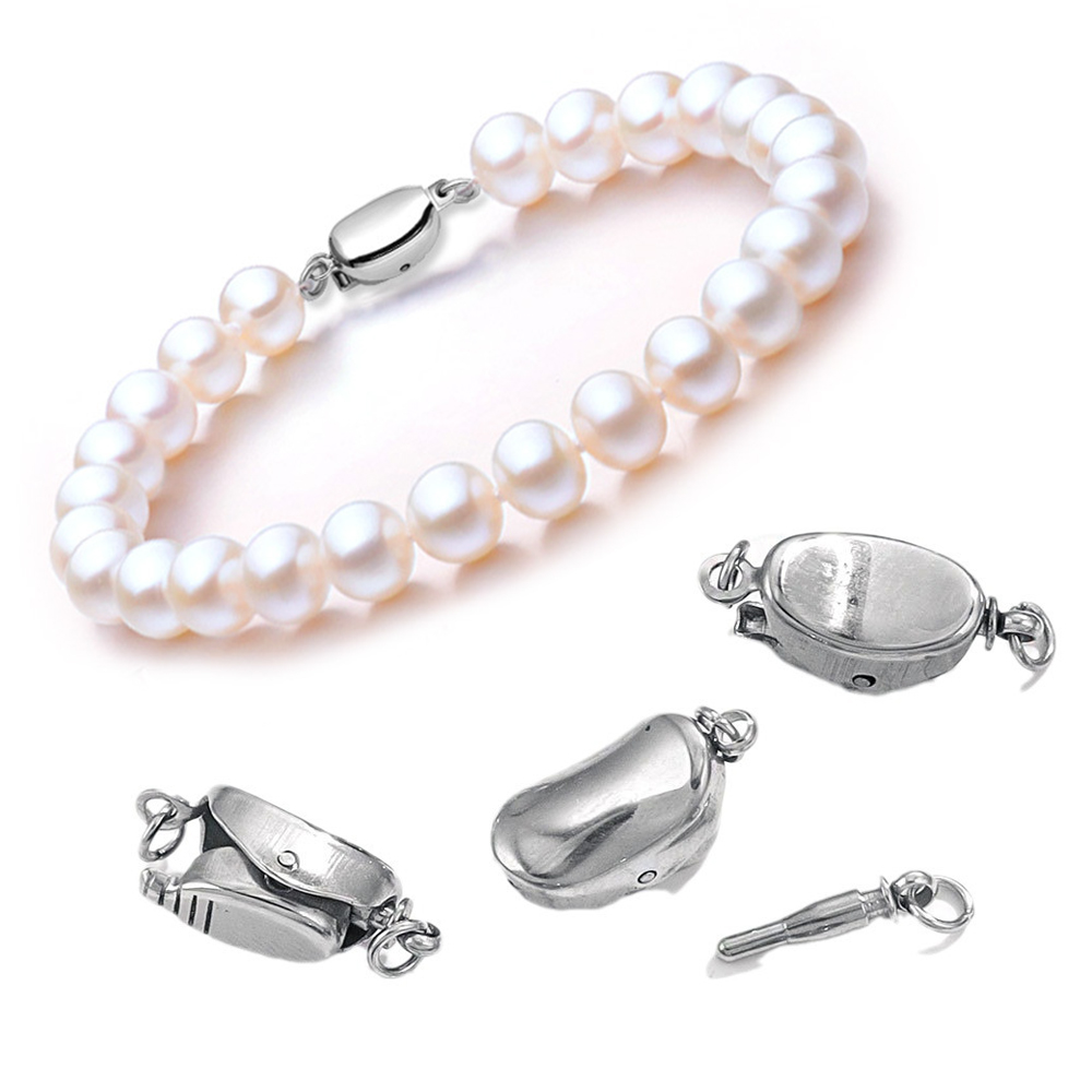 Pearl Necklace - 5 fibbie per collana in acciaio
