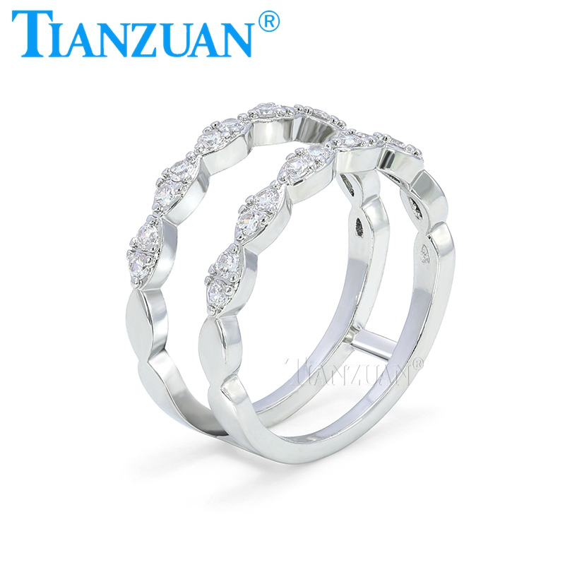 Moissanite Ring - Anello doppio vintage in argento sterling