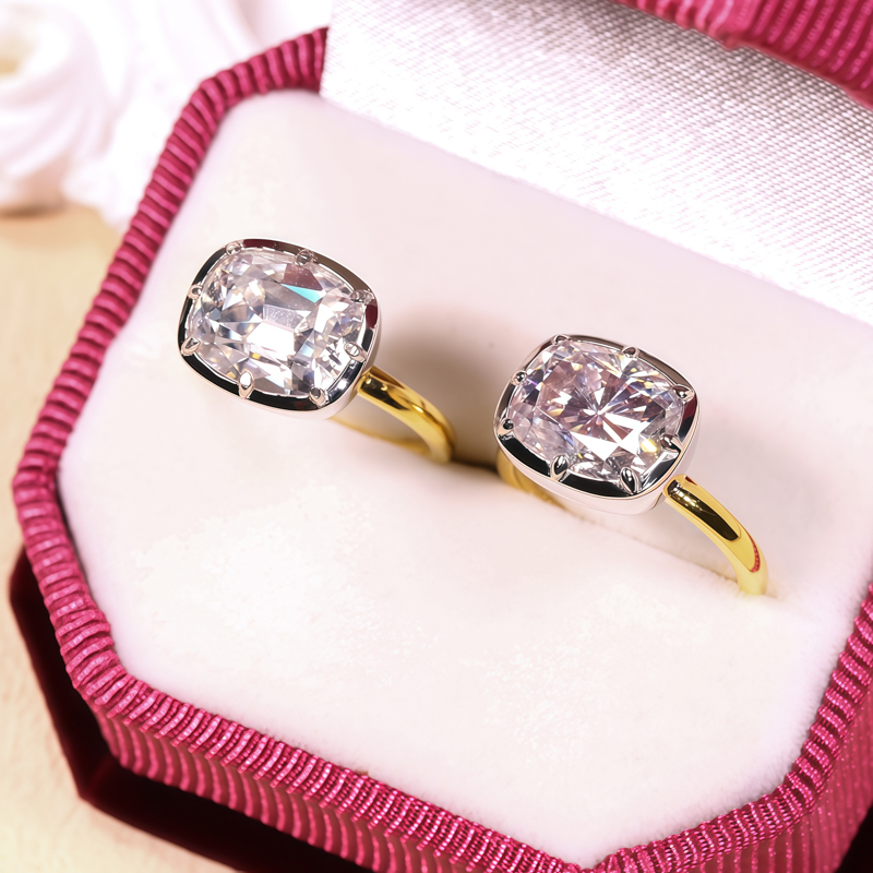 Moissanite Ring - Anelli personalizzati Moissanite Cuscino D Colore
