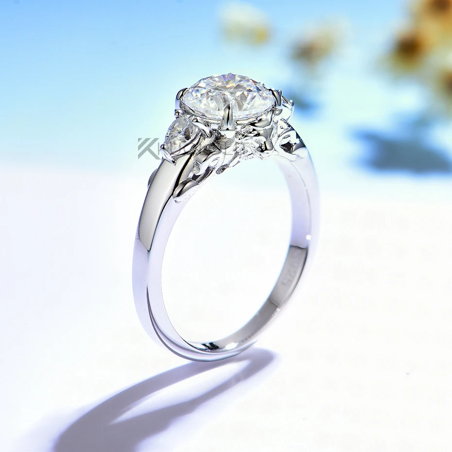 Moissanite Ring - Anello Solitario con Moissanite Rotonda da