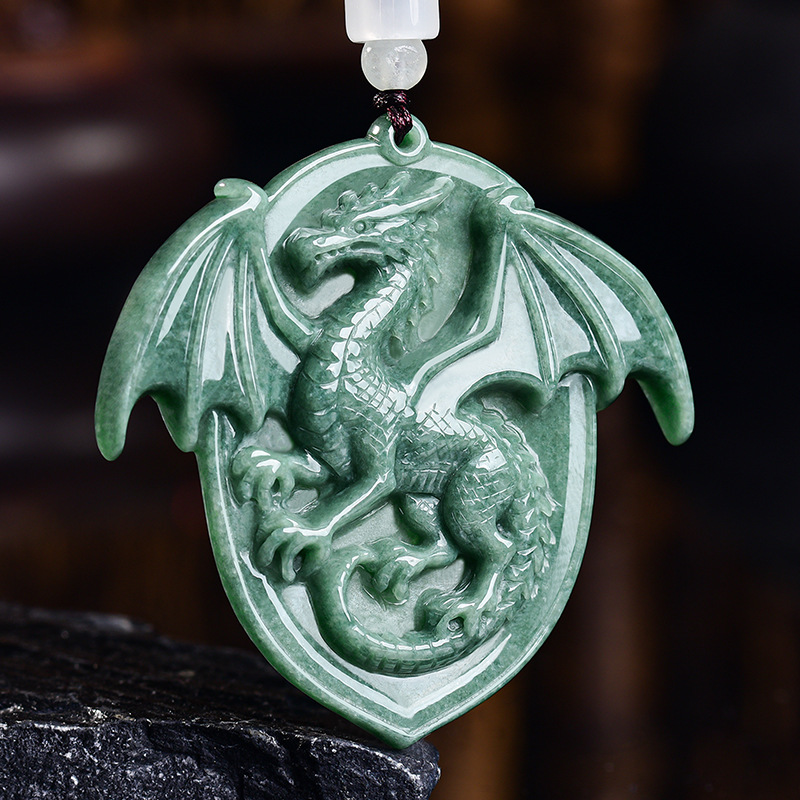 Luxury Gifts Jewelry & Watches Namfleg Mostar - Collana con Pendente Drago in Giadeite