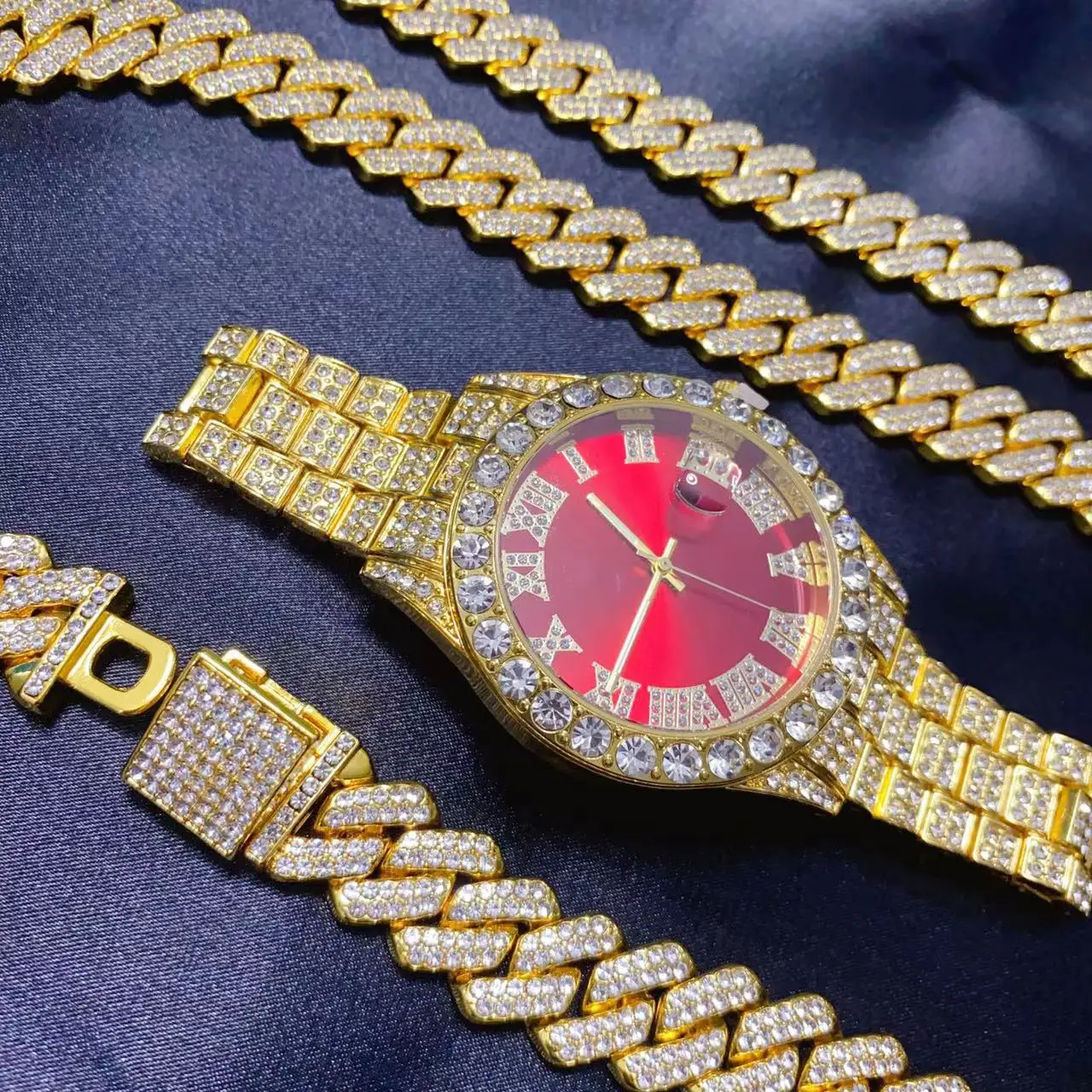 Icebox Jewelry Watches - 3 pezzi calendario hip-hop orologio di