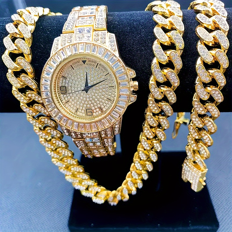 Jewels On Watches - Set di Gioielli da Uomo: Orologio