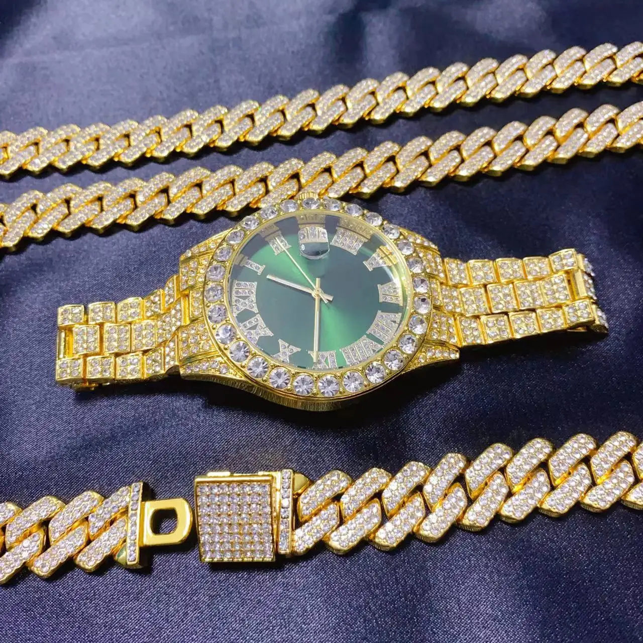 3 pezzi calendario hip-hop oro - Icebox Jewelry Watches recensione e prezzo